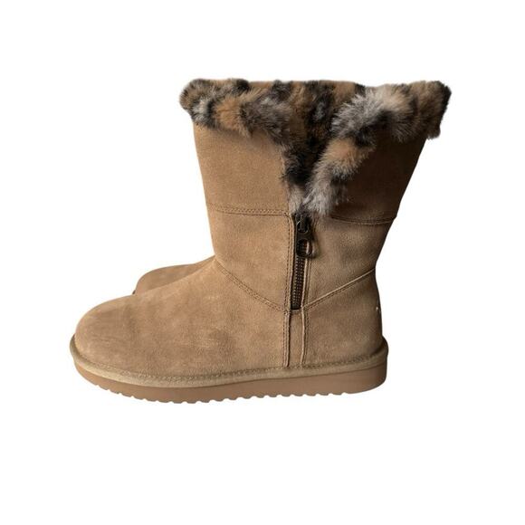 Koolaburra by UGG NEW Aribel Short Amphora Tan Boots Size 9 Suede Leopard Trim - Picture 5 of 8